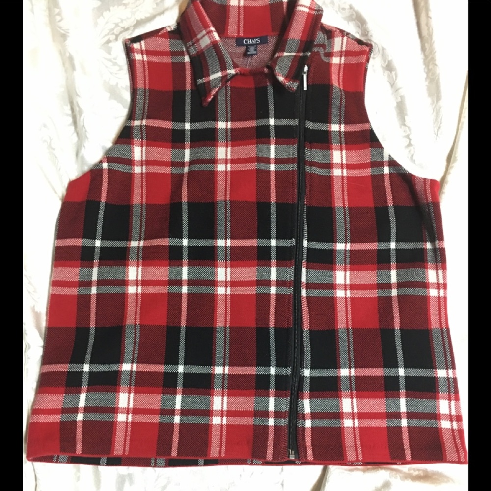 Chaps red/blue/white checkered vest.